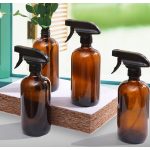 NNEDPE 4pcs Amber Glass Spray Bottles Trigger Sprayer 500ml