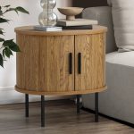 NNEED 2-tier Bedside Table with Sliding Doors Natural - Image 3