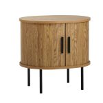 NNEED 2-tier Bedside Table with Sliding Doors Natural