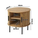NNEED 2-tier Bedside Table with Sliding Doors Natural - Image 2