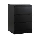 NNEED Bedside Table 3 Drawers Storage Cabinet Black