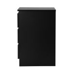 NNEED Bedside Table 3 Drawers Storage Cabinet Black - Image 2
