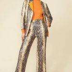 Chocolate Faux Suede Snake Print Trousers