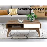 NNEDSZ Coffee Table 2 Storage Drawers Open Shelf Scandinavian Wooden White - Image 3