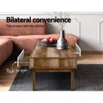 NNEDSZ Coffee Table 2 Storage Drawers Open Shelf Scandinavian Wooden White - Image 4