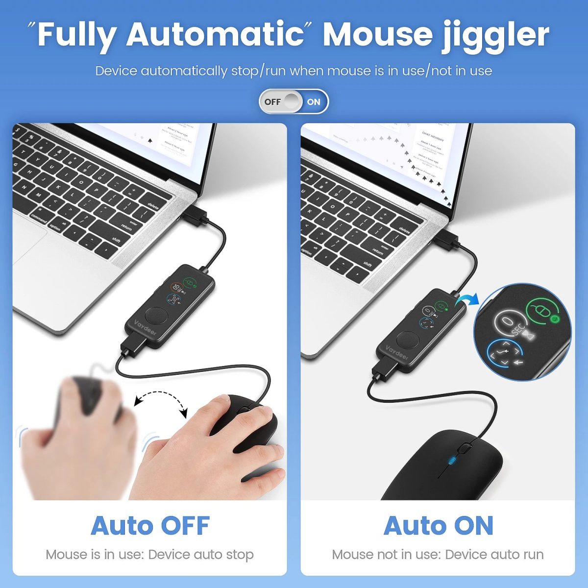 NNEOBA Fully Automatic USB Mouse Jiggler with HD Screen - Image 2