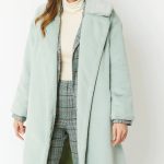 Light Green Faux Fur Midi Shaved Shearling Coat