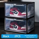 2pcs Transparent Sneaker Shoe Box Dust-proof Storage Box Stackable Shoe Cabinet High-top Dustproof AJ Shoes Organizers Shoe Rack - Image 3