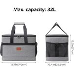 32L Large Soft Cooler Bag with Hard Liner Grey - Image 2