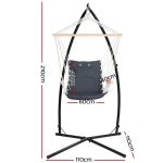 NNEDSZ Gardeon Hammock Chair with Steel Stand Armrest Outdoor Hanging Grey - Image 2