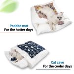 Japanese Cat Bed Warm Cat Sleeping Bag Deep Sleep Cave Winter Removable Pet House Bed for Cats Dogs Nest Cushion with Pillow - Image 4
