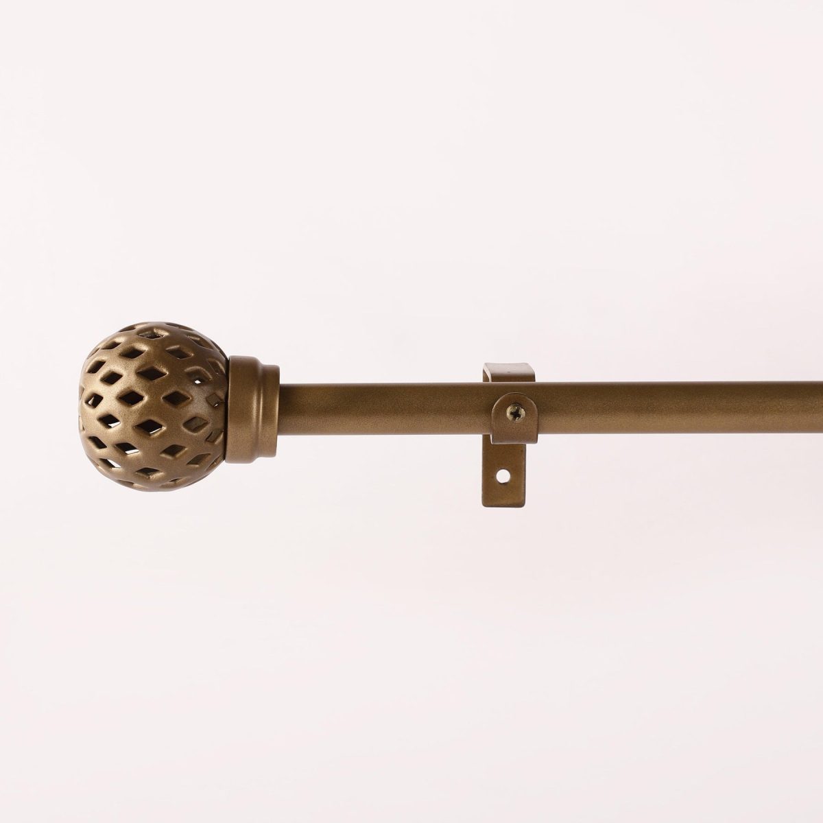 Gold Extendable Curtain Pole | Geometric Cage Finials | 61-366cm - Image 2