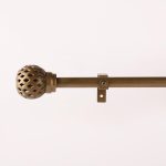 Gold Extendable Curtain Pole | Geometric Cage Finials | 61-366cm - Image 2