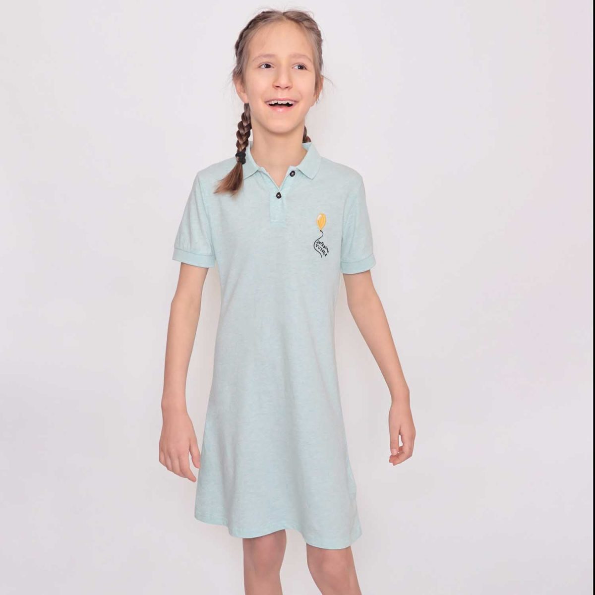 Mint Green Girls Polo Dress - Image 2