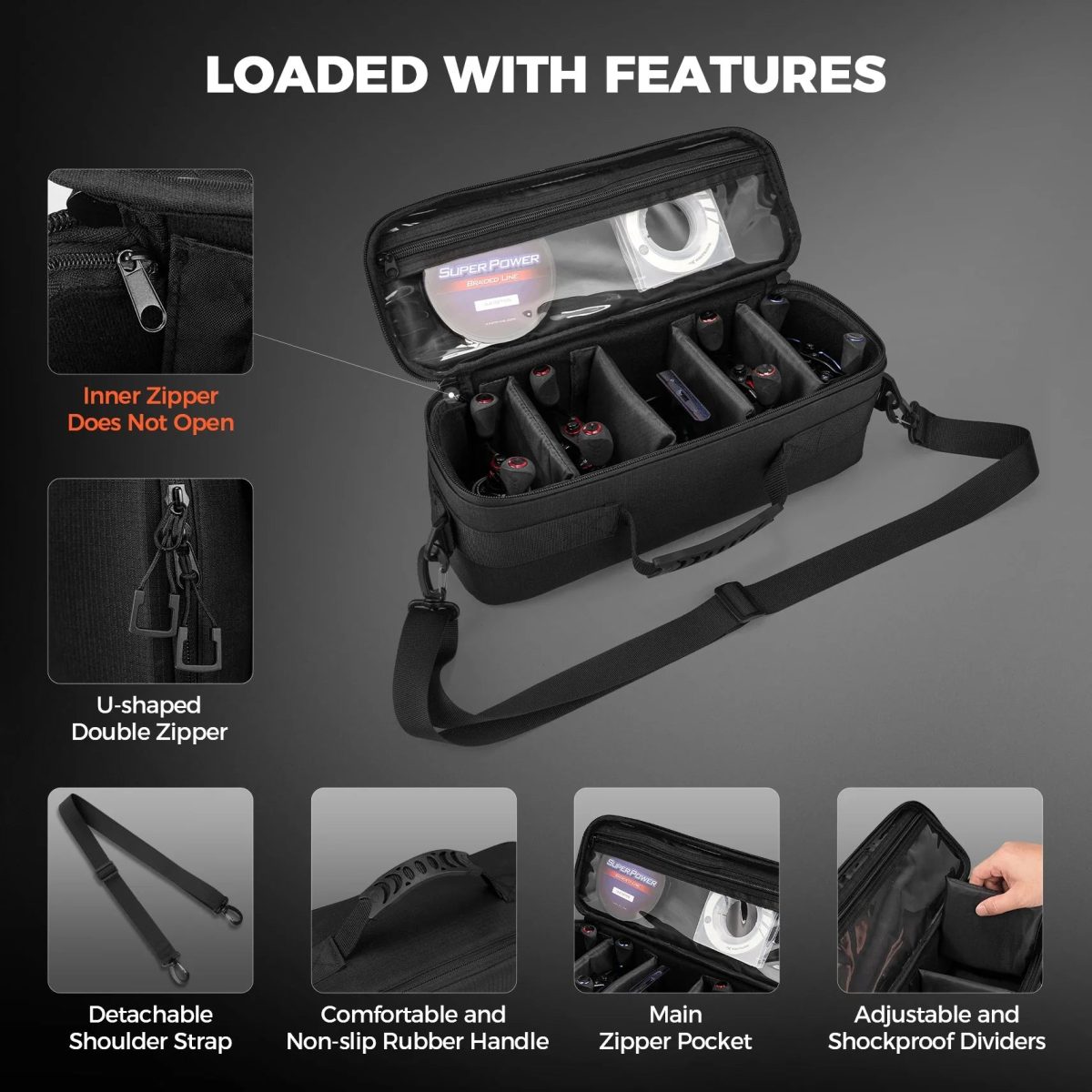 Fishing Tackle Reel Case with Shockproof Dividers - Image 4