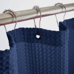 Navy Blue Organic Cotton Waffle Shower Curtain | Mold Resistant | Quick Dry