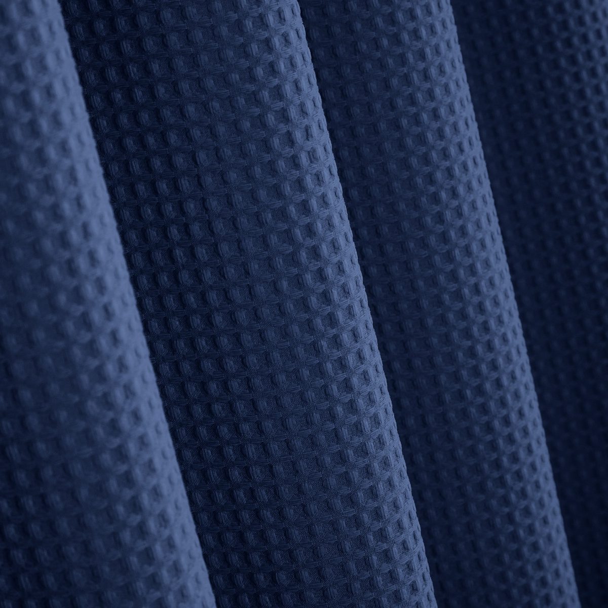 Navy Blue Organic Cotton Waffle Shower Curtain | Mold Resistant | Quick Dry - Image 2