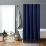 Navy Blue Organic Cotton Waffle Shower Curtain | Mold Resistant | Quick Dry - Image 3