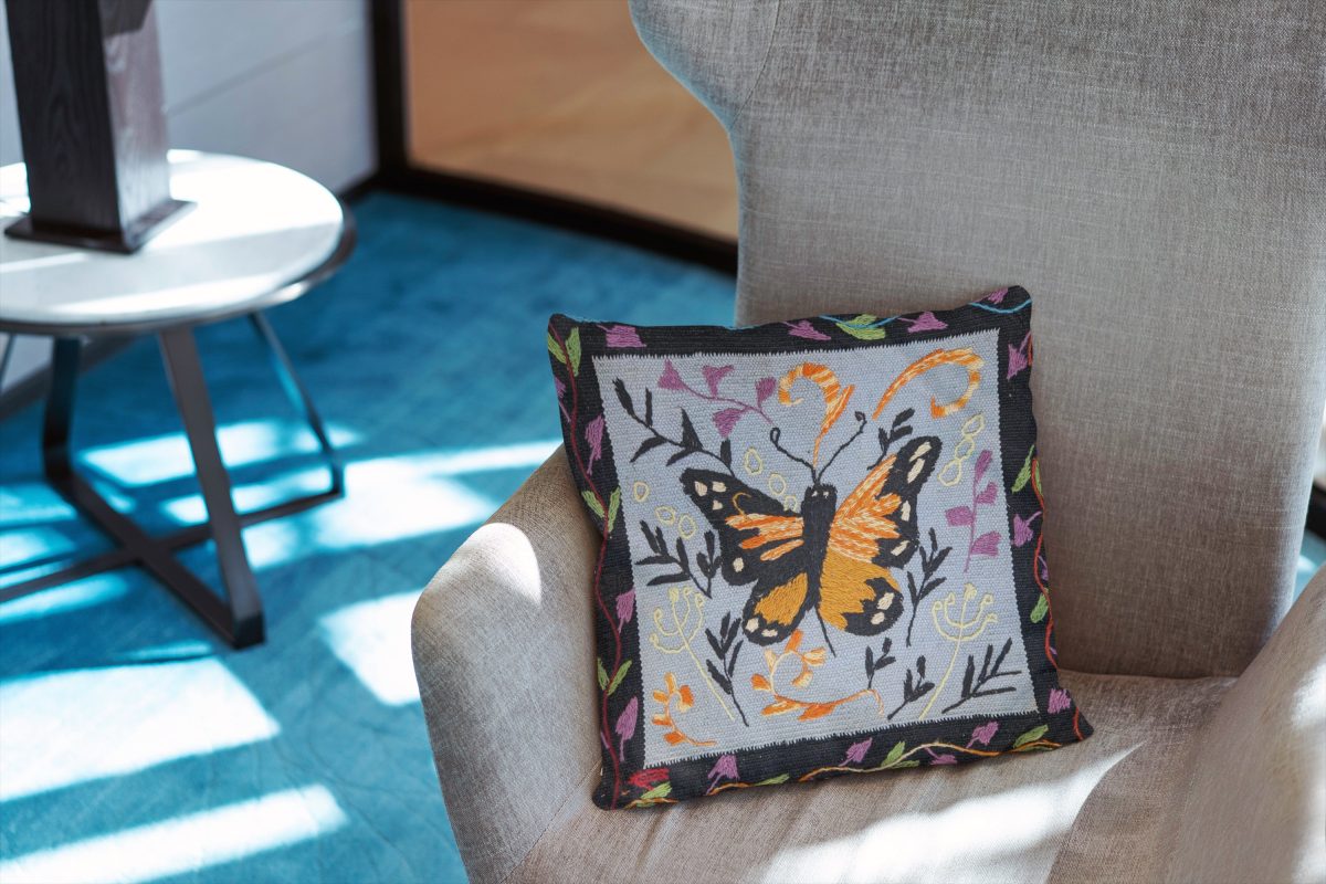 Suzani Hand Embroidered Cushion Cover - 45 x 45 cm - Image 4