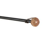 Black Extendable Curtain Pole | Carved Wooden Ball Finials | 61-366cm - Image 2