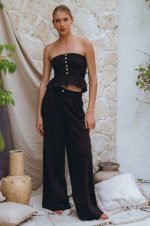 Raya Wide Leg Linen Pants - Image 23