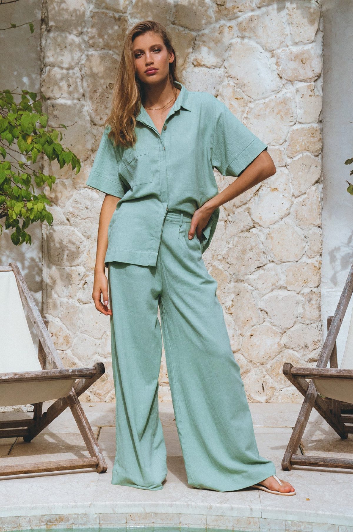 Raya Wide Leg Linen Pants - Image 4