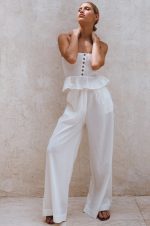 Raya Wide Leg Linen Pants - Image 4