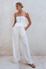 Raya Wide Leg Linen Pants - Image 11