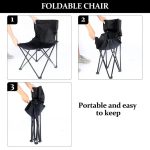 Foldable Camping Chair with Side Pocket Black - Image 3