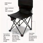 Foldable Camping Chair with Side Pocket Black - Image 2