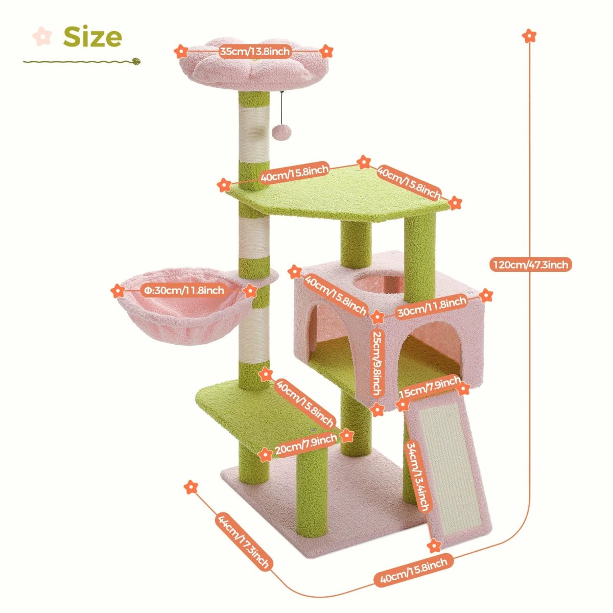 Flower Cat Tree Multi-Level Cat Tower with Sisal Covered Scratching Posts Cute Cat Condo for Indoor Small Medium Cats Top Perch - Image 4