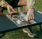 Camping IGT Folding Portable Wood And Grill Table Black - Image 2