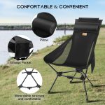 NNEOBA Portable Camping Chair with Headrest Black - Image 3