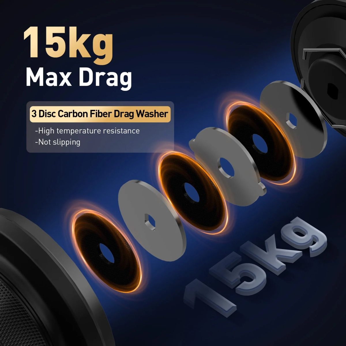 NNEOBA 5000 Series Spinning Fishing Reel with Carbon Drag System Black - Image 3