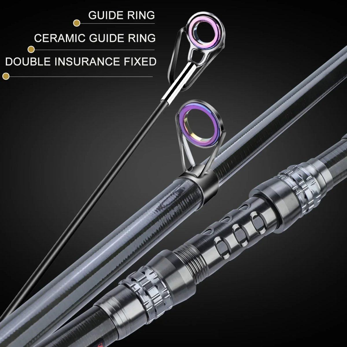 Telescopic Rod and Spinning Reel Carbon Fiber Travel Set Black - Image 3