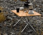 NNEOBA Portable Outdoor Bamboo Folding Table 2-Fold Camping Desk Brown - Image 4