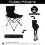 Foldable Camping Chair with Side Pocket Black - Image 5