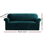 NNEDSZ Velvet Sofa Cover Plush Couch Cover Lounge Slipcover 3 Seater Agate Green - Image 2