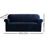 NNEDSZ Velvet Sofa Cover Plush Couch Cover Lounge Slipcover 3 Seater Sapphire - Image 2