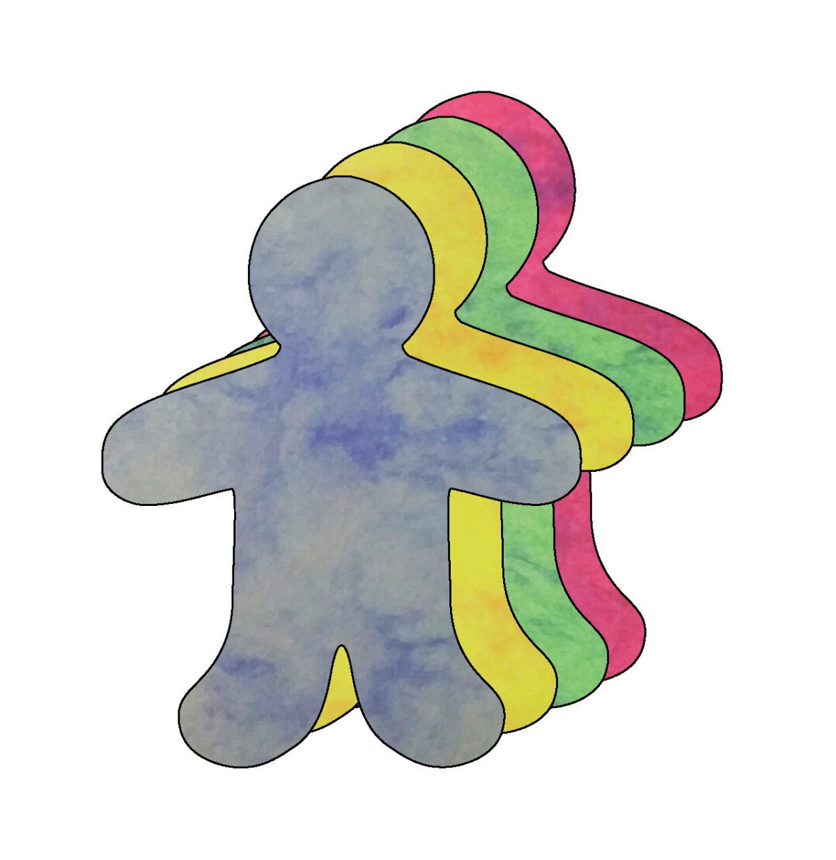 SHAPES ETC. Person Large Marble Assorted Color Cut-Outs- 5.5" - Image 1