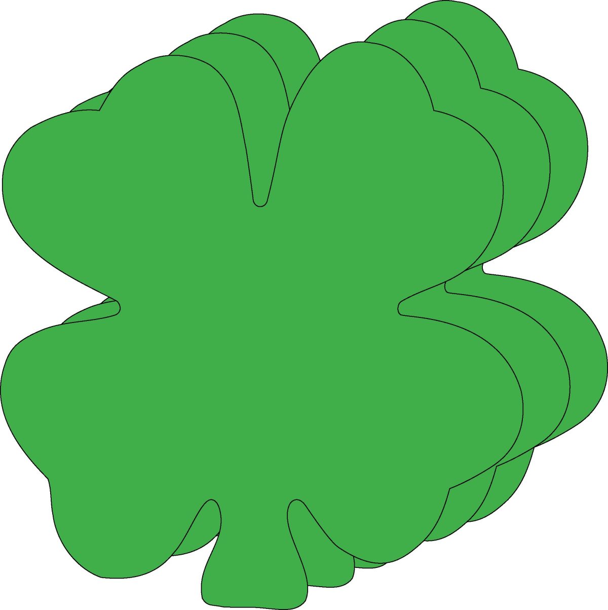 SHAPES ETC. Four Leaf Clover Single Color Super Cut-Outs- 8.75” x 9.5” - Image 1