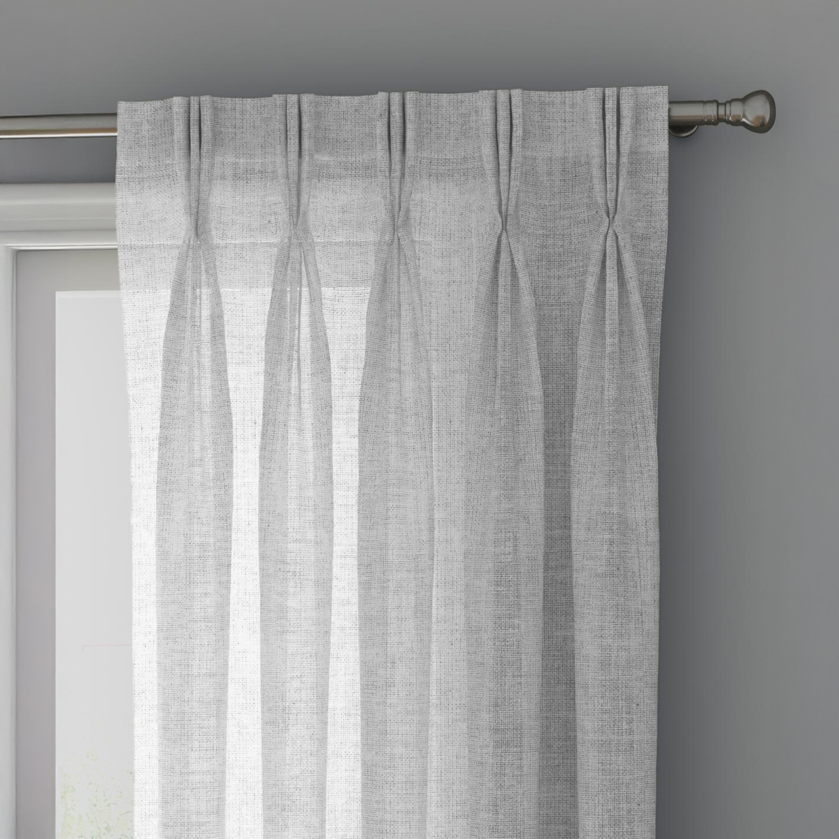 White Linen Sheer Curtains - Triple Pinch Pleat - Standard Sizes & Made to Measure - Image 1