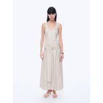 Silver Striped Linen V-Neck Drape Dress"Milan Holiday" - Image 7