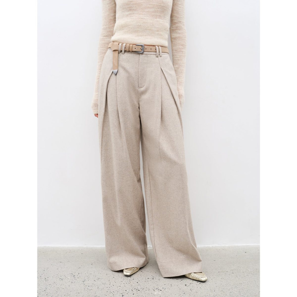 "City Stroll" casual and relaxed wool-blend double-pleated straight draped wide-leg casual trousers for autumn - Image 10