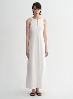 Micro-cocoon-shaped I-shaped pleated V-neck commuting slim-fitting split vest dress for women - Image 7