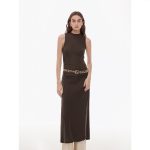 "Half Summer Ball" Fine Wool Blend Sleeveless Slit Long Knit Dress - Image 8