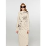 "Style in the City" Original Printed One-shoulder Bias-cut Dress Women's Pleated Waist Slimming Long Dress Spring - Image 2