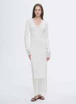 Elegant and intellectual triacetate Tencel blended skin-friendly transparent splicing design V-neck dress - Image 8