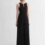 Micro-cocoon-shaped I-shaped pleated V-neck commuting slim-fitting split vest dress for women