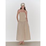 "Summer Formula" Retro and elegant bust-wrapped, long-waisted, slim-fitting, large A-hem mid-length dress - Image 8